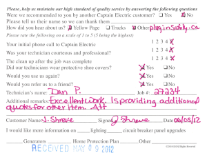 Customer comment card